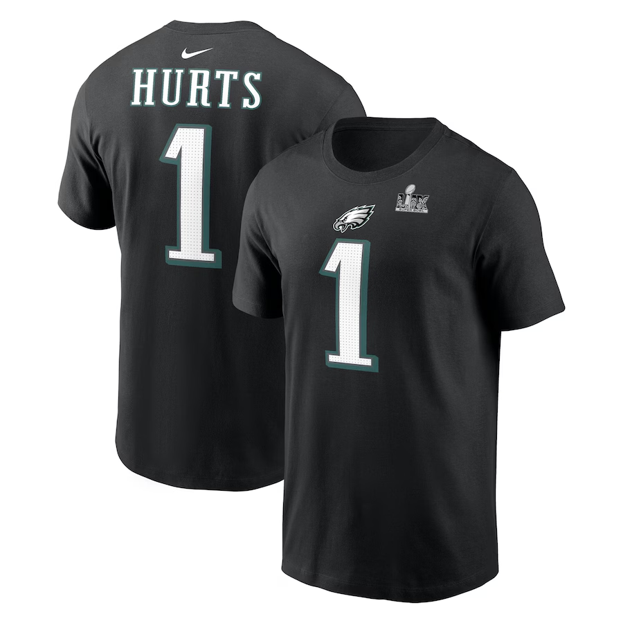 Men NFL Philadelphia Eagles #1 Hurts 2025 T shirts->nfl t-shirts->Sports Accessory